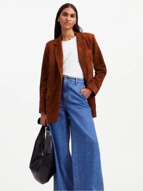 New! Madewell The Kline Blazer in Suede Soft Mahogan